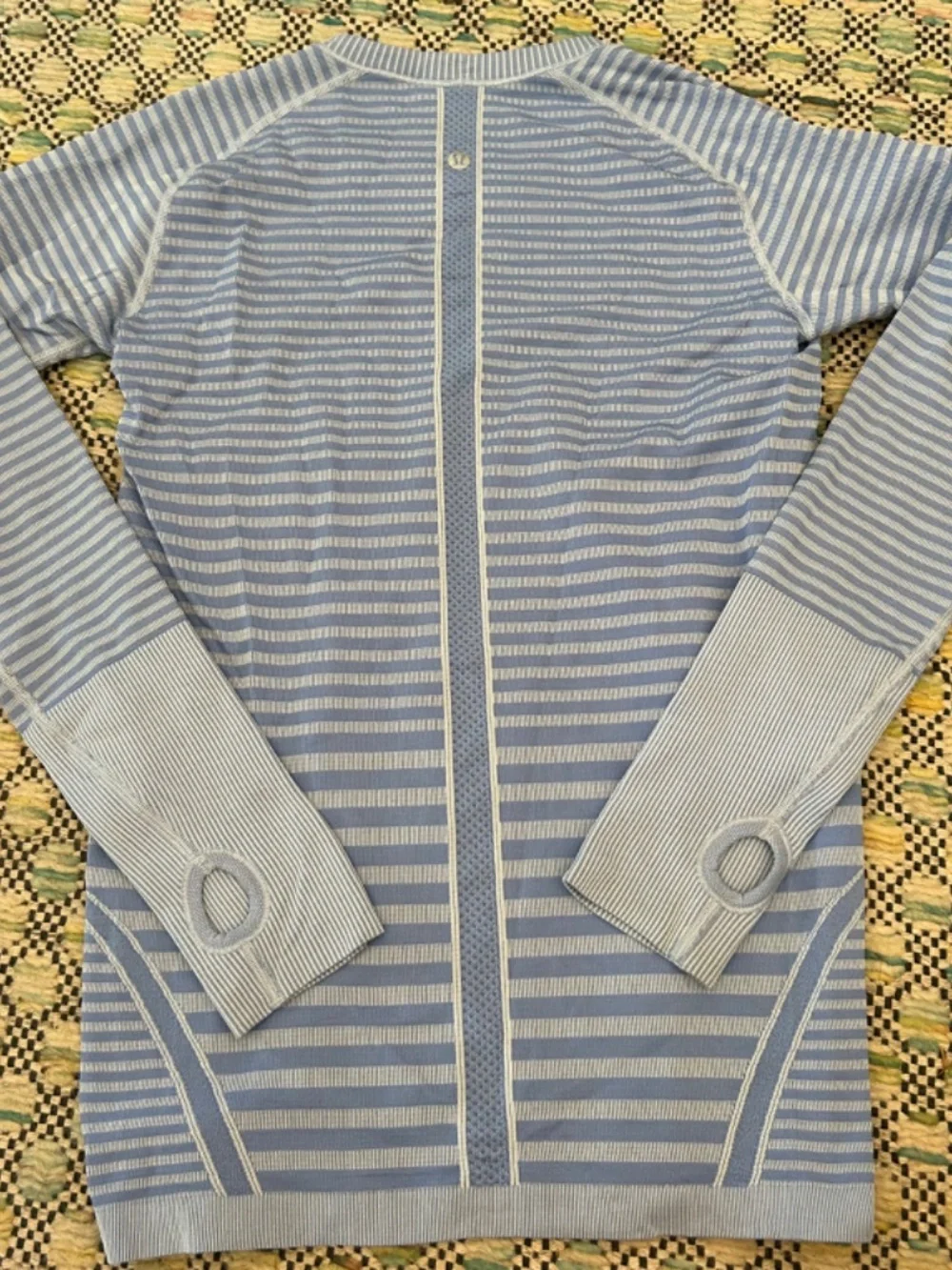 Lululemon swiftly tech long sleeve blue and white striped